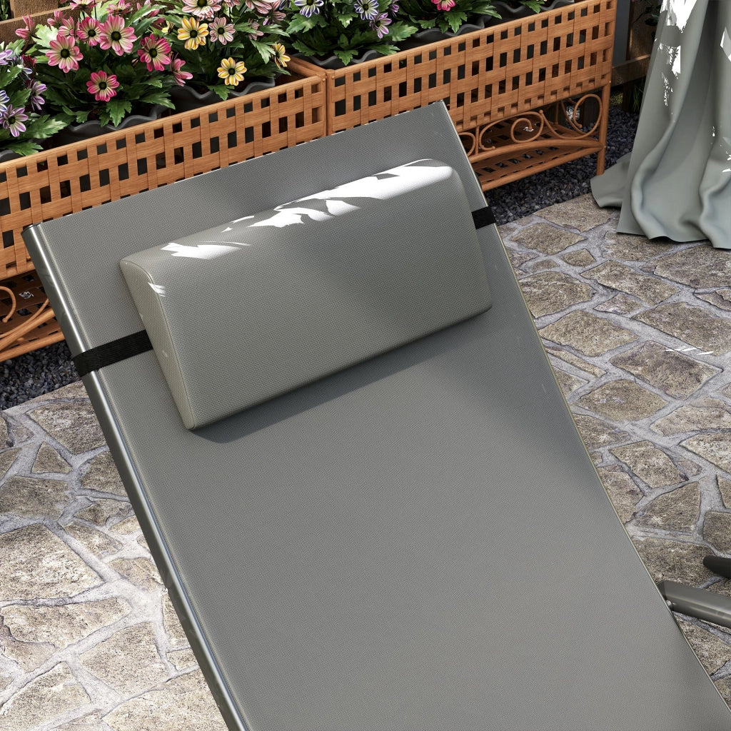 Set 2 Sdraio da Giardino Pieghevoli 64x154x87A cm con Schienale Regolabile e Cuscino Grigio