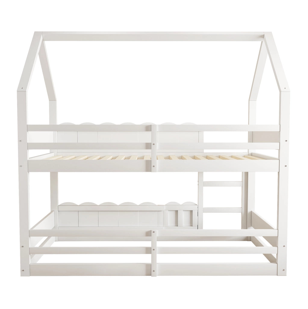 Letto a castello per bambini 90x200 cm con design a casetta e sponde di sicurezza