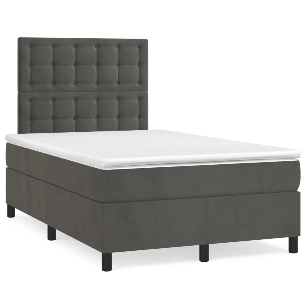 Letto a Molle Materasso e LED Grigio Scuro 120x190cm in Velluto 3270336