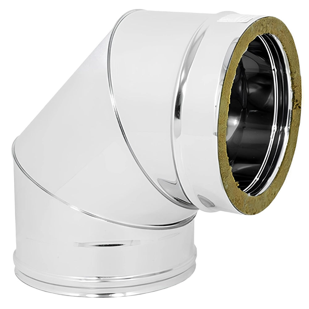 Curva 90° acciaio inox Ø 200/250 mm spessore 0,5 mm canna fumaria doppia parete