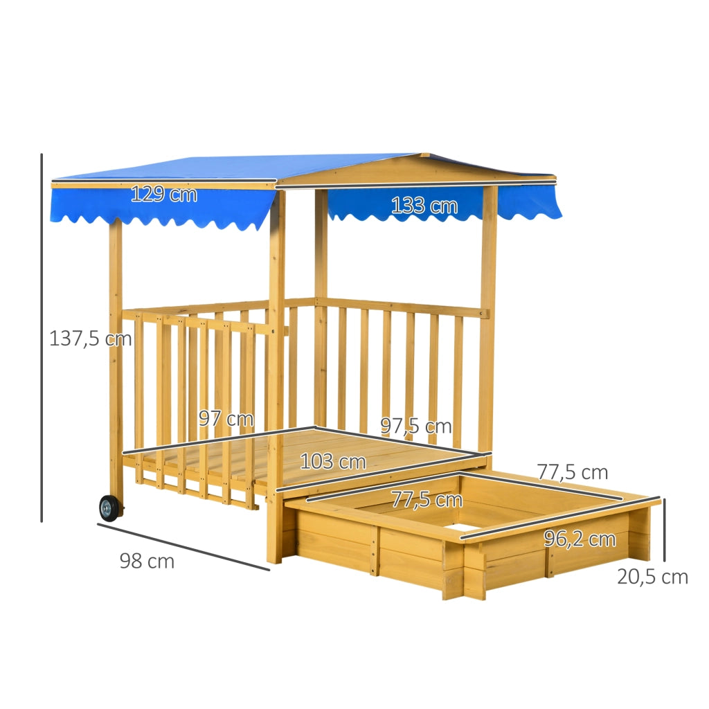 Casetta da Gioco con Sabbiera ¨C Zephmum ¨C Naturale + Blu 133x129x137 cm