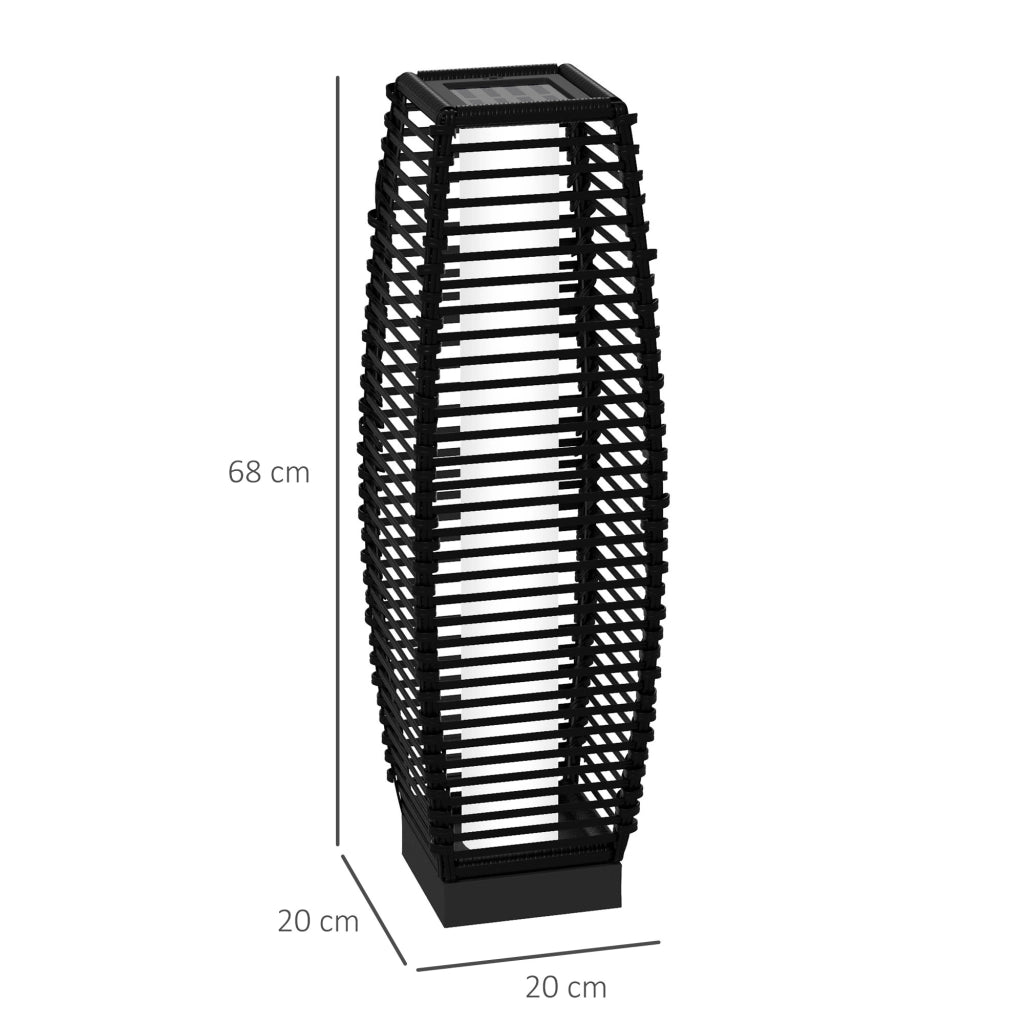 Lampada Solare da Giardino in Acciaio e Rattan ¨C Zephmum ¨C Nero 20x20x68 cm