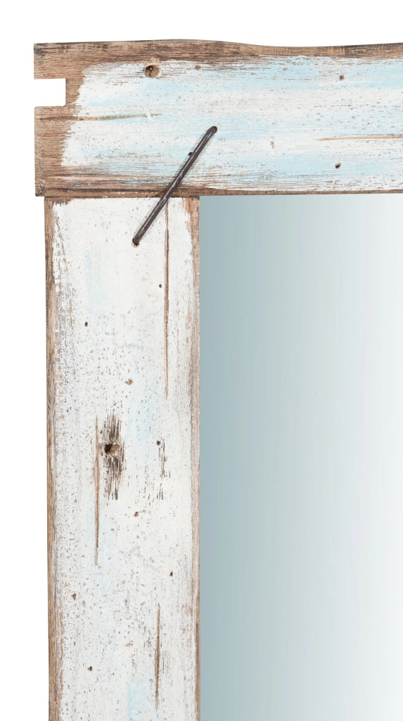 Biscottini Specchio da parete in legno massello L90xPR3,5xH120 cm. effetto antico dipinto