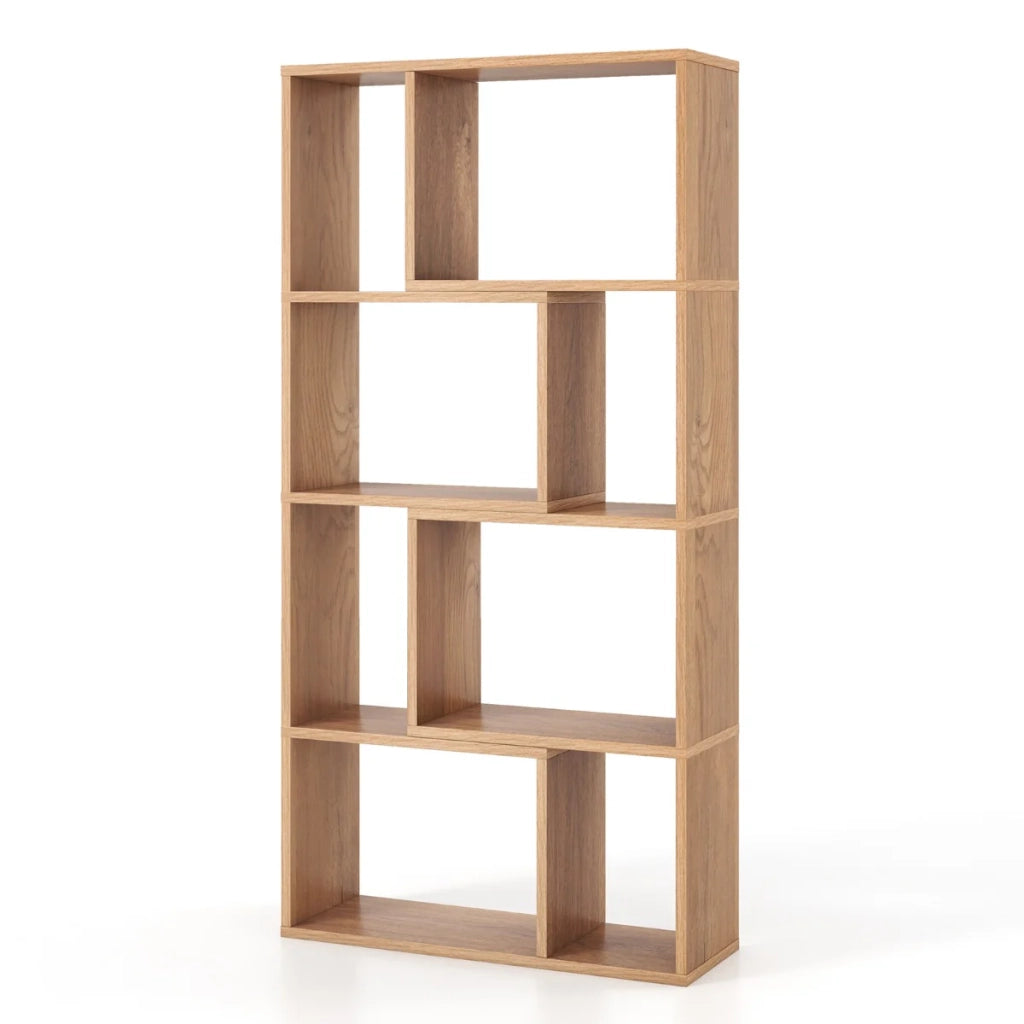 Libreria geometrica aperta 60 x 20 x 120 cm contenitore sicuro design moderno con 8 ripiani in MDF marrone 20_0010686