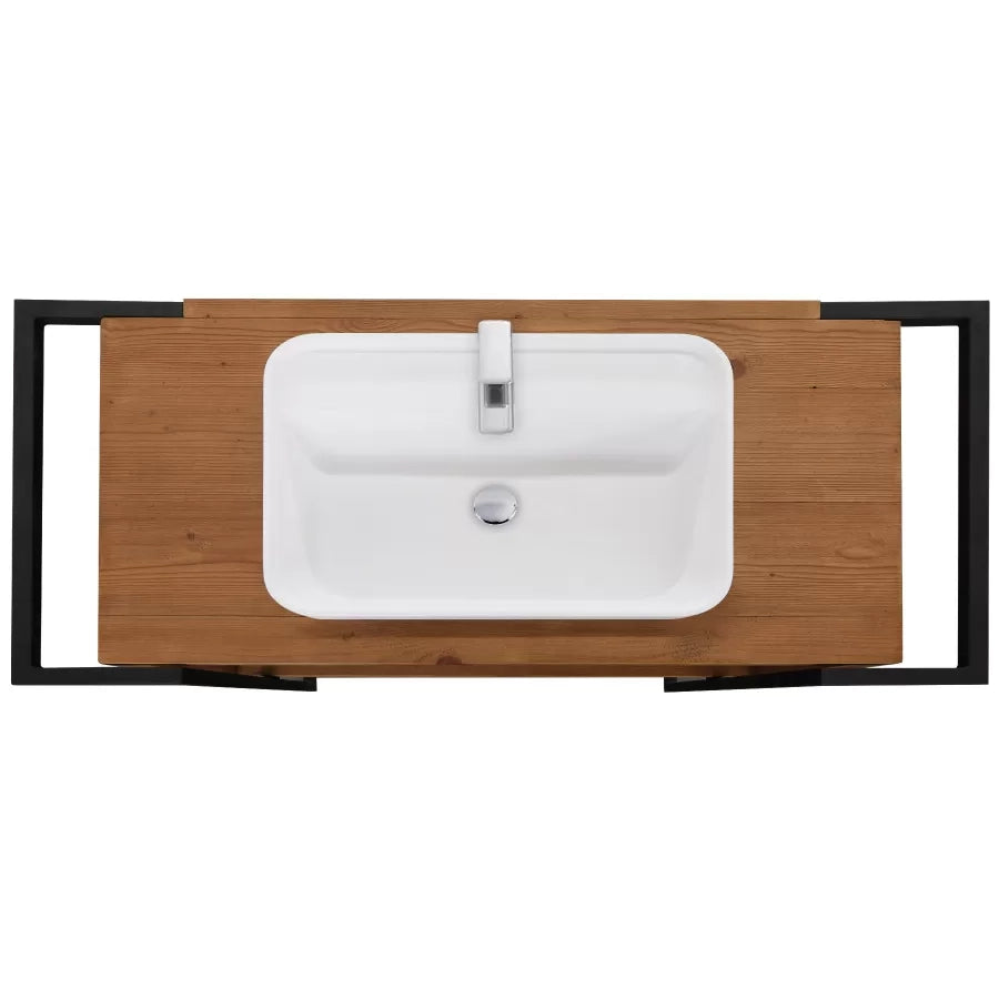 Mobile bagno industrial cortina in legno massello di abete 120x56x83 - Mobili 2G