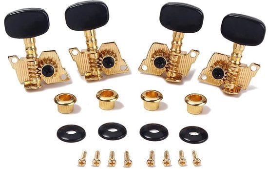 Meccanica di accordatura chitarra - Acciaio/Zinc - 4 corde - Open Gear - Geared standard - Inclusi viti - Adatto per ukulele - Meccanica di accordatura