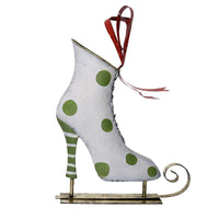 Pattini metallo verde e bianco cm 30x11,5xh38,1