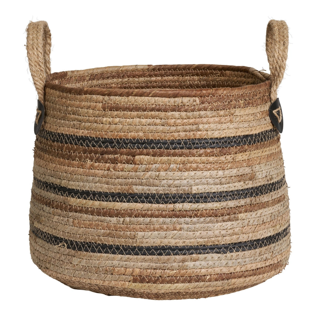 Set di 2 Cesti Portaoggetti Erba, Marrone, Foglie di Banano, 30,5x30,5x21,5 cm