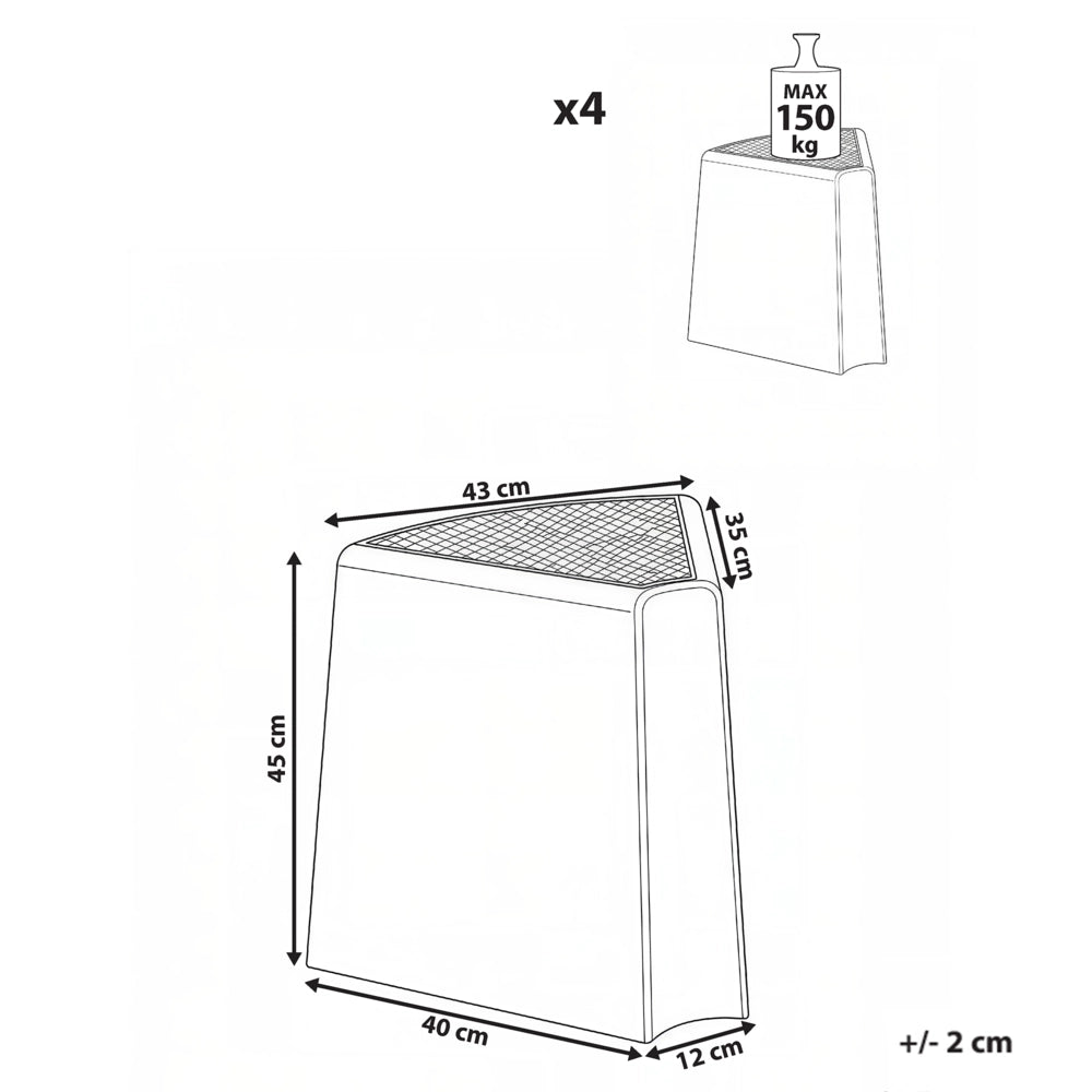 Set da 4 sgabelli da giardino in materiale sintetico verde chiaro sedute aggiuntive per patio poggiapiedi impilabili