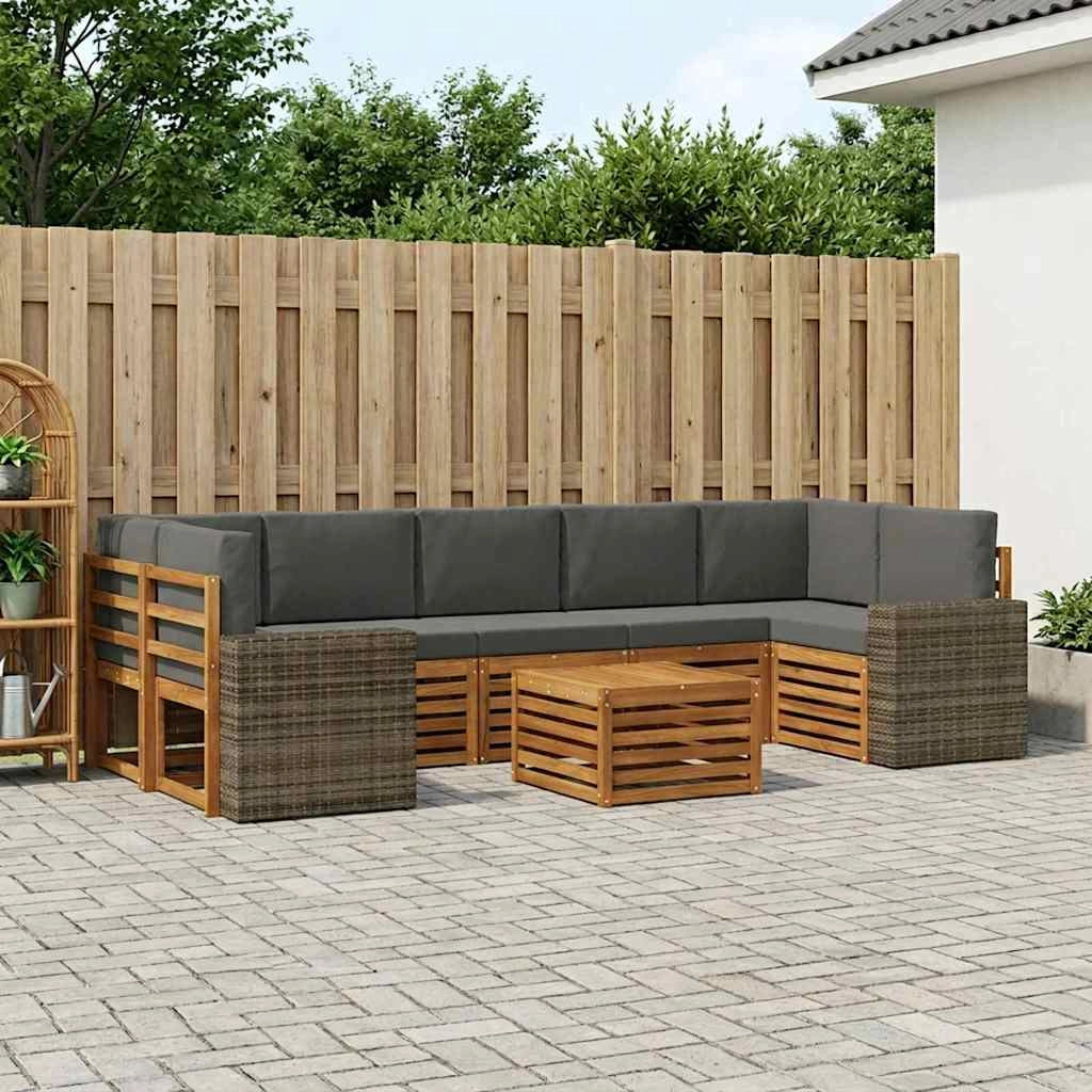 Set di divani da esterno 8 pz Naturale e Antracite 3384158