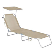 Trade Shop - Lettino Con Parasole In Textilene Tortora Mare Giardino Schienale Regolabile 281055 -