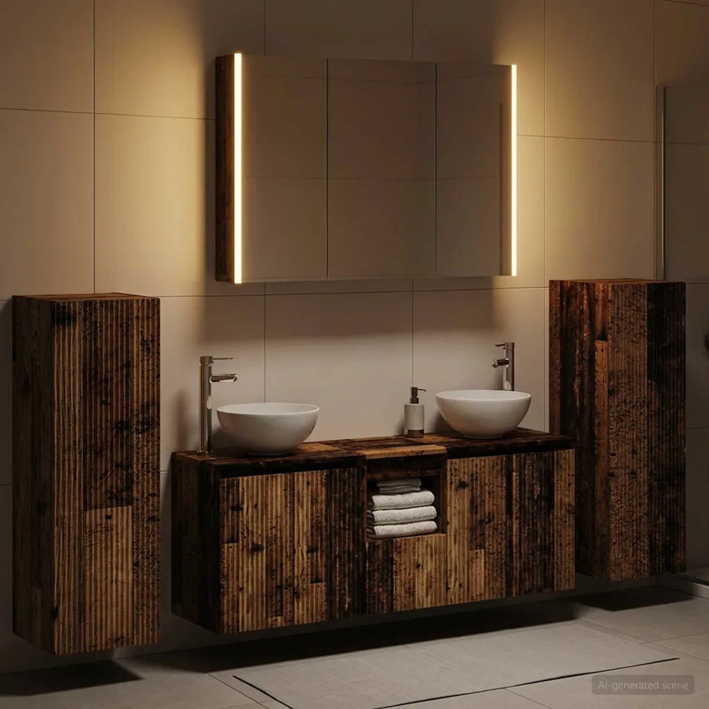 Set di mobili per il bagno 6 pcs Legno antico 3407157