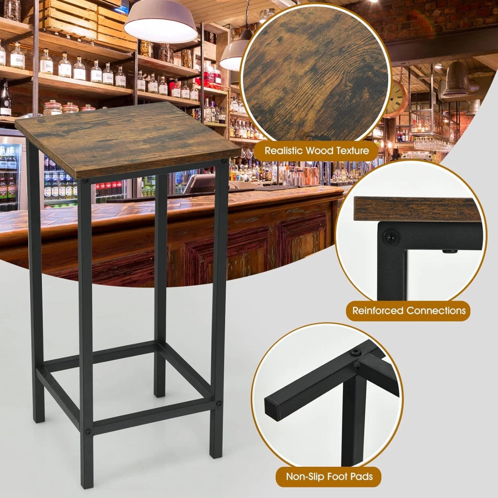 Set di 4 Sgabelli Quadrati da Bar, Design Industriale con Sedie, Poggiapiedi, di Telaio in Ferro, per Cucina/Bistrot/Caffè, Portata di 150KG, 30x30x72cm
