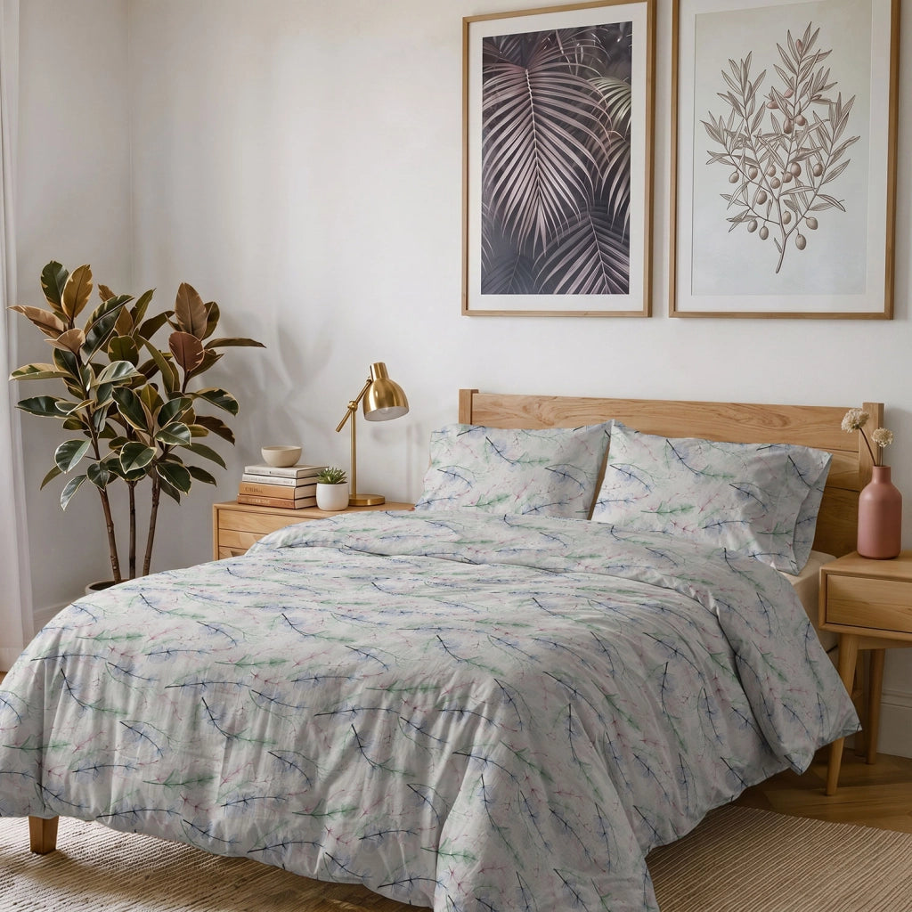 Copripiumino Karma Singolo con Federa in Poliestere Bouquet Blu