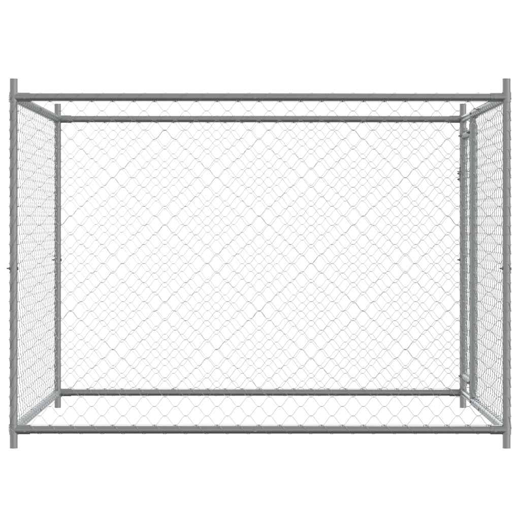 Trasportino per cani con porta 2 x 2 x 1,5 m acciaio zincato grigio 02_0041618