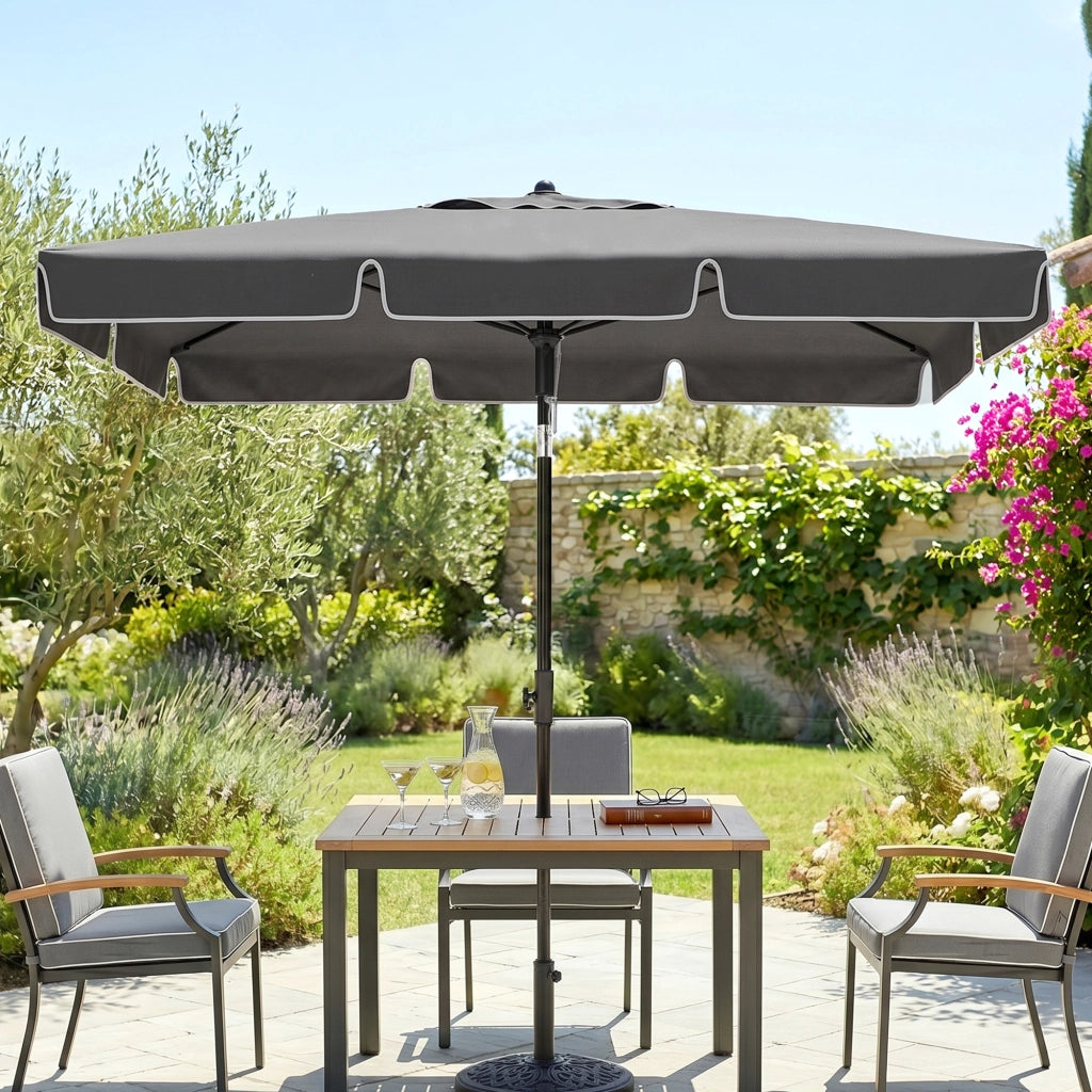 Ombrellone da Giardino Rettangolare 2x1.3 m ¨C zephmum ¨C Grigio e Nero, Alluminio