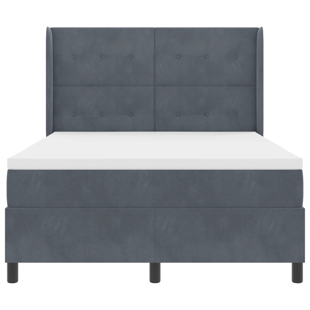 Letto Box Spring con Materasso e LED Grigio Scuro 160x200 cm in Velluto
