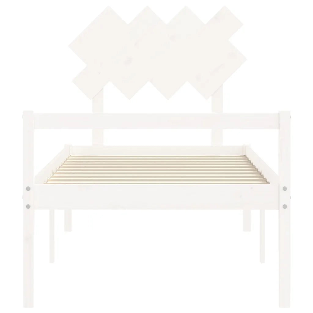 Letto per Anziani con Testiera-Struttura Letto per Anziani Bianco Single in Legno Massello 845113