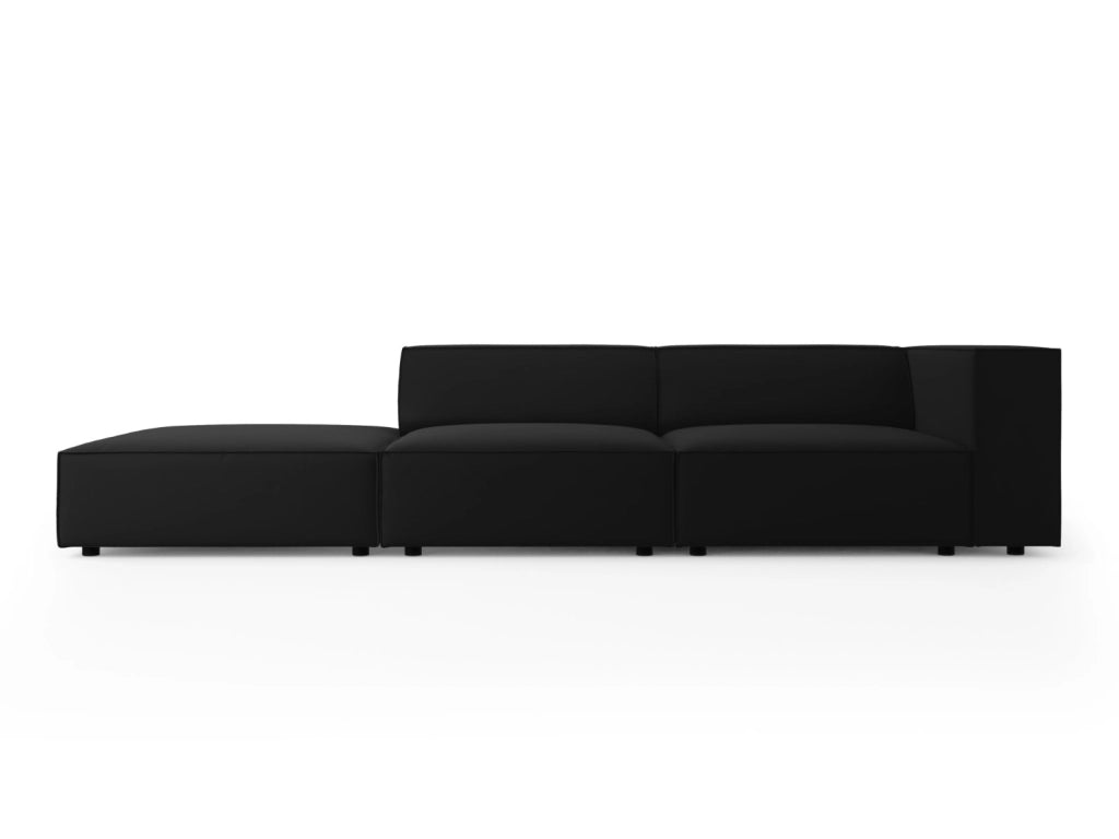 Cosmopolitan Design - Divano sinistro "Arendal" 4 posti in velluto nero 