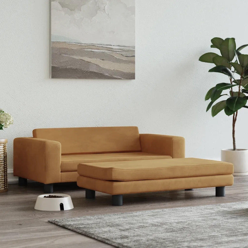 Lettino per Cani con Estensione Marrone 100x50x30 cm in Velluto CFW5480008