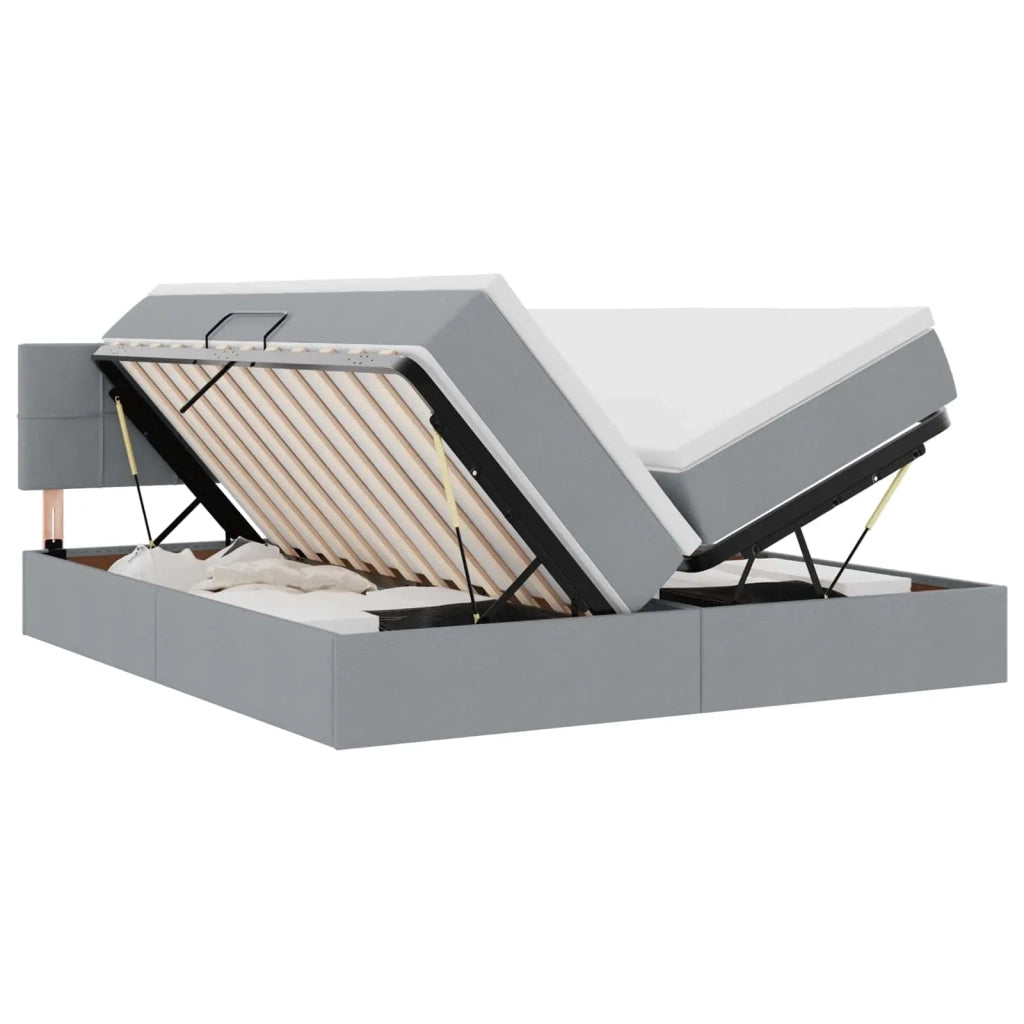 Letto con testiera Grigio chiaro 200 x 200 cm Tessuto