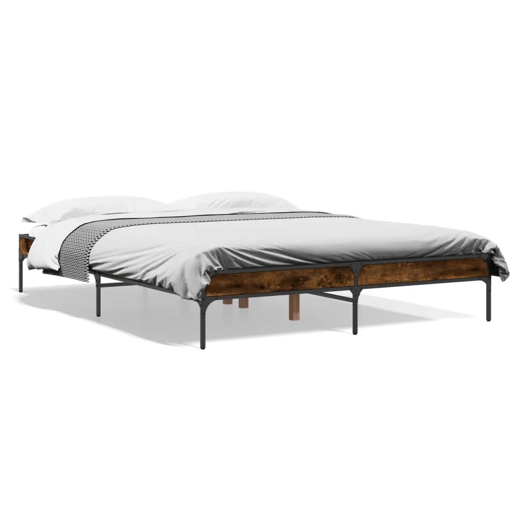 Giroletto-Struttura Letto Rovere Fumo 140x200 cm in Legno Multistrato Metallo 118096