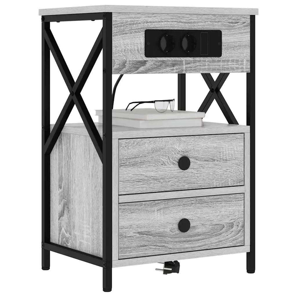 Set di 2 Comodini | Armadio da Notte | Mobiletto da notte Grigio Sonoma 40 x 31 x 60 cm