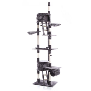 Albero tiragraffi 240-260cm grigio Modello a soffitto Sisal Con nicchie e amache