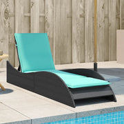 Lettino prendisole con cuscino nero 60x205x73 cm in polyrattan 368286