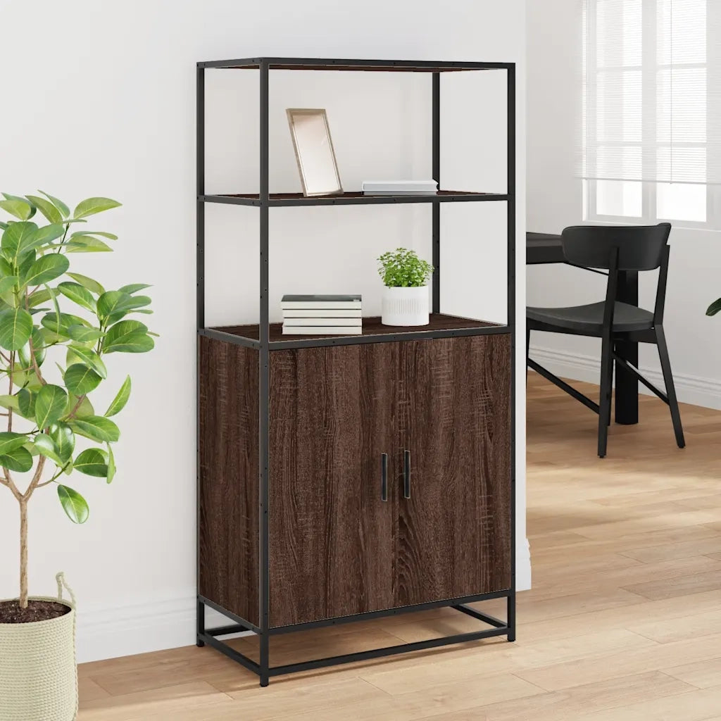 Credenza Rovere Marrone 68x35x139 cm Legno Multistrato Metallo