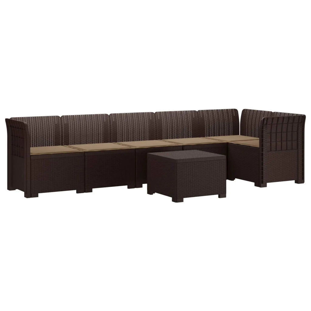 Divano da Giardino 6 Posti con Cuscini Aspetto Rattan PP 3444112