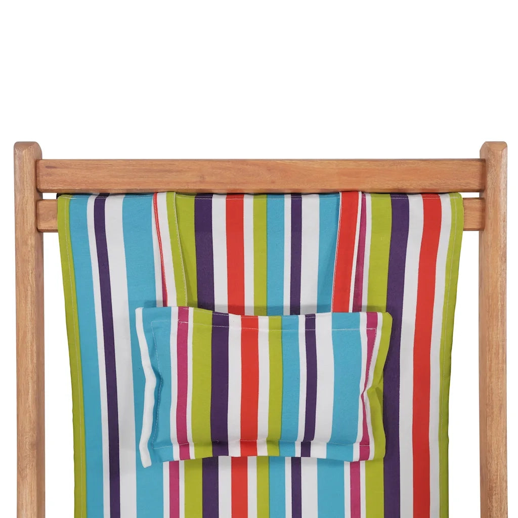 Sdraio da Spiaggia Pieghevole Telaio Legno Tessuto Multicolore CFW3129972