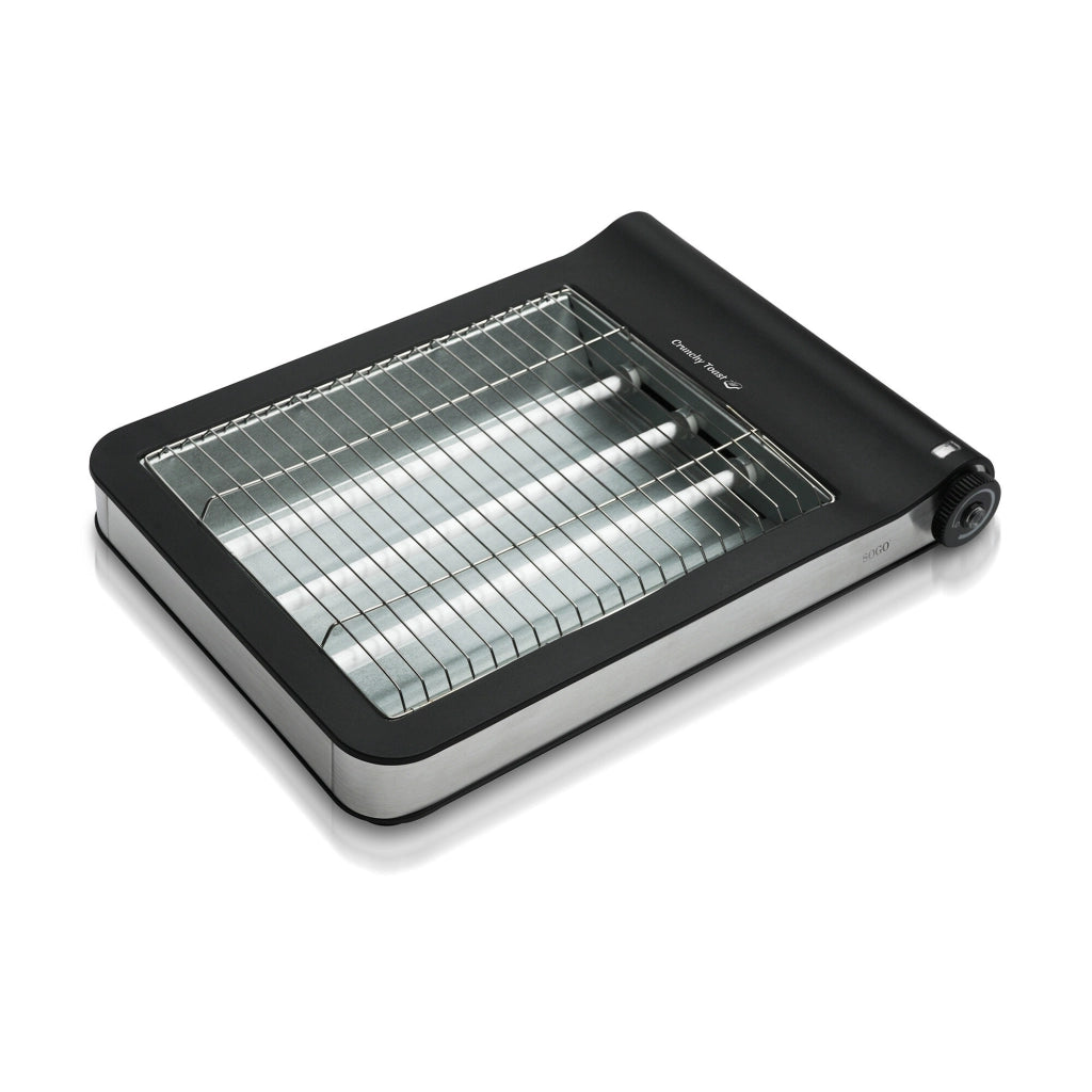 Tostapane elettrico piano 4 fette 900W, area ampia 25,5x20,2 cm con 6 livelli tostatura e resistenze al quarzo - Sogo