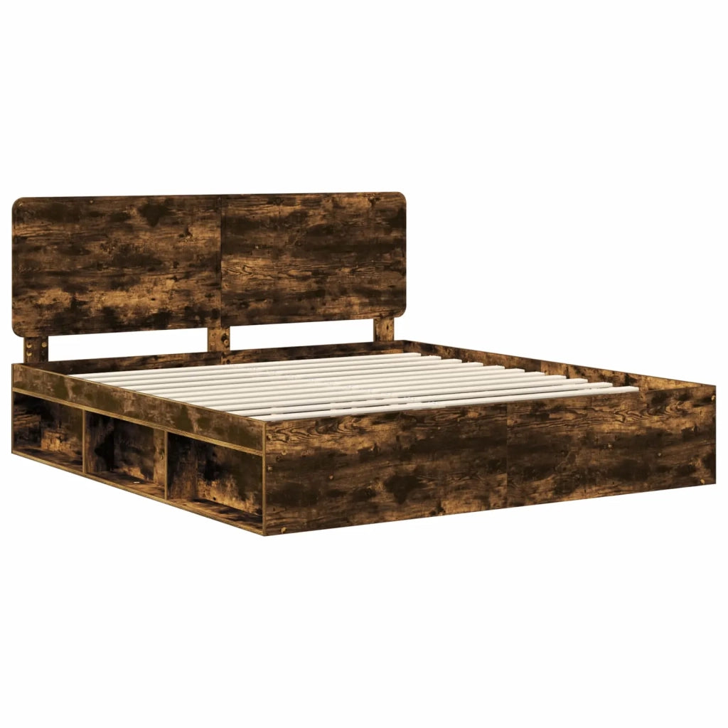 Struttura del letto Rovere fumé 180 x 200 cm Pino massello 3412456