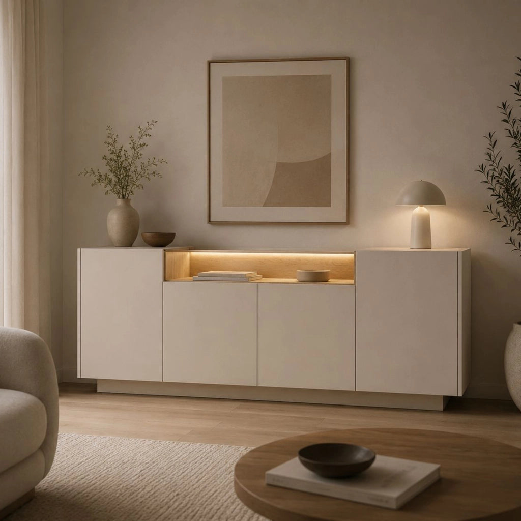 Madia Halefa, Credenza 4 Ripiani, 103x40x83h cm Beige