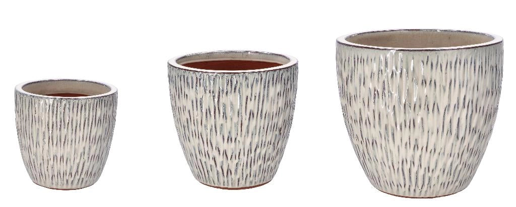 Set 3 Pezzi Caspo' Cachepot in Ceramica Color Crema 23 + 29,5 + 35 cm