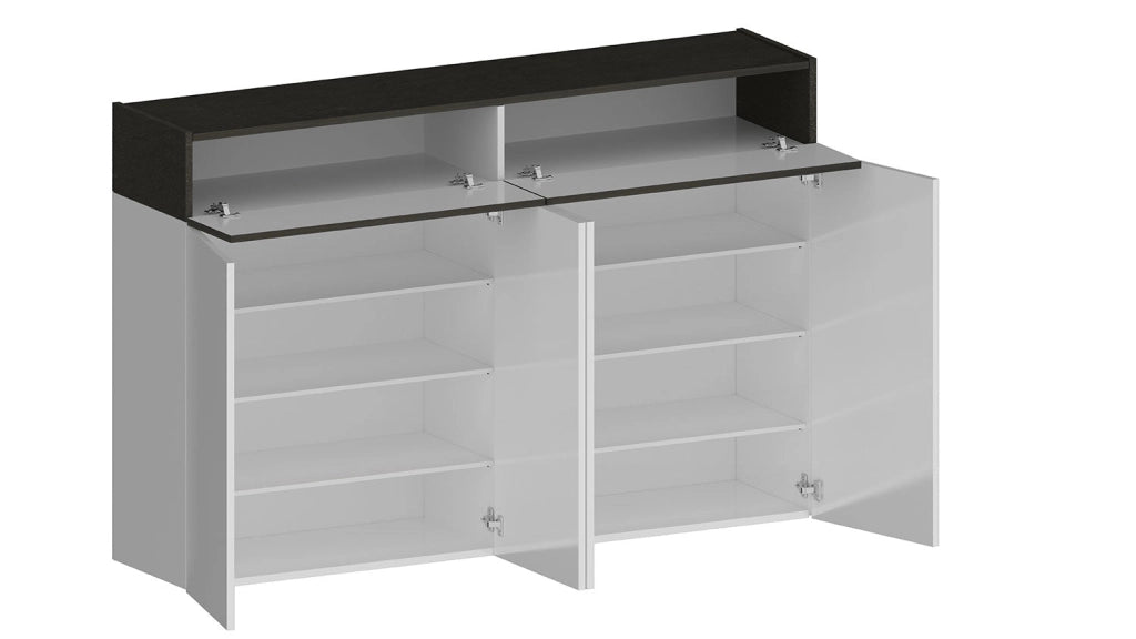Scarpiera 4 Ante e 2 Ripiano a Ribalta 152x35x100 cm Savona 4A 1R Bianco Opaco/Grigio Ardesia