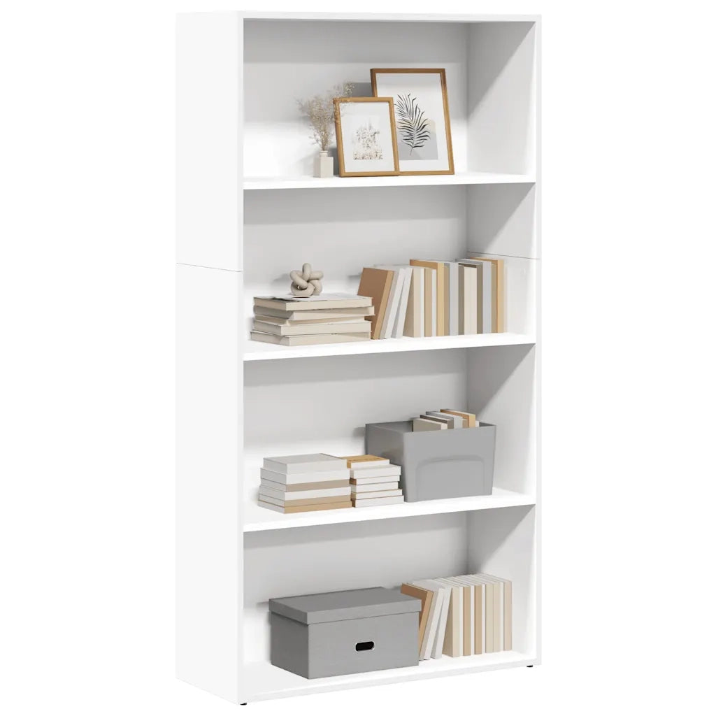 Libreria-Scaffale per Libri-Mobile di Stoccaggio Bianca 80x30x152 cm in Legno Multistrato