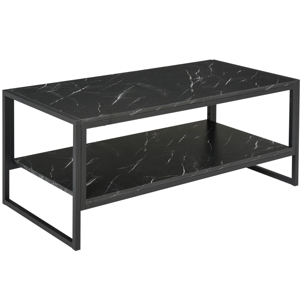Tavolino Moderno con 2 Ripiani ¨C Zephmum ¨C Nero 106x50x47 cm