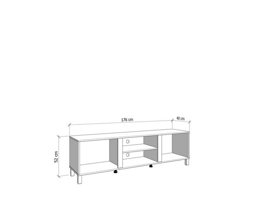 Dragoni, Mobile Porta tv 2 Ripiani, 176x40x52h cm Bianco Opaco