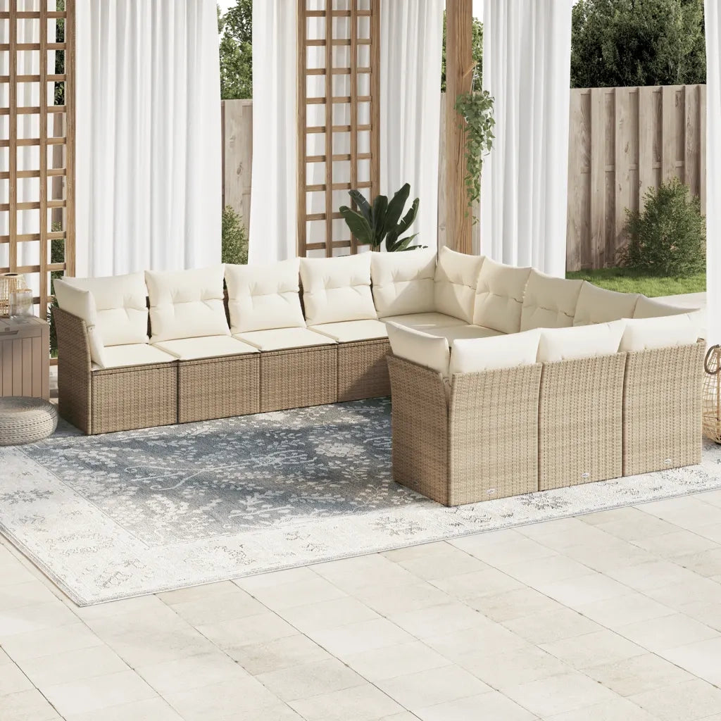 Set Divani da Giardino 11 pz con Cuscini Beige in Polyrattancod mxl 113504