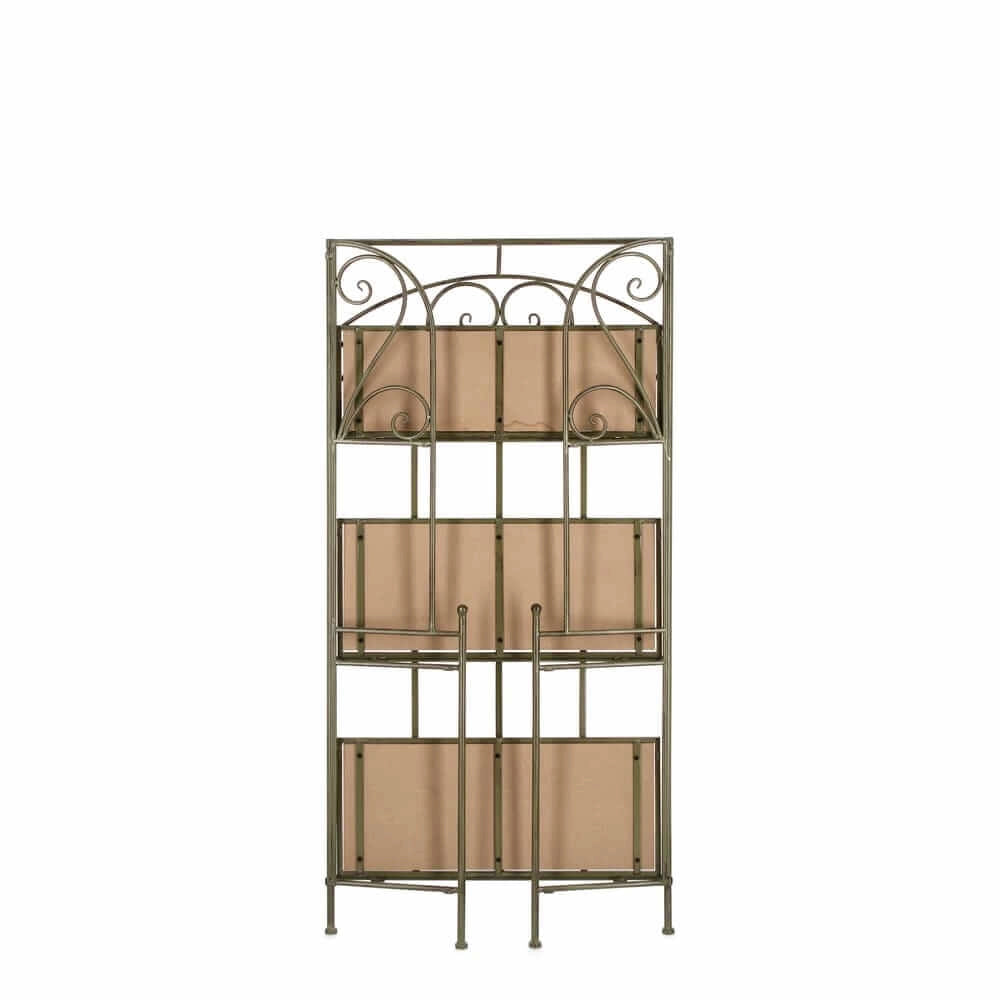 Scaffale Pieghevole in Metallo Bianco con 3 Ripiani in Legno - GISEL