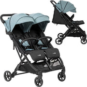 Buggy Action Twin Luxe - Doppio passeggino azione - Nero-Verde Sabbia (adatto da nascita a 22kg)