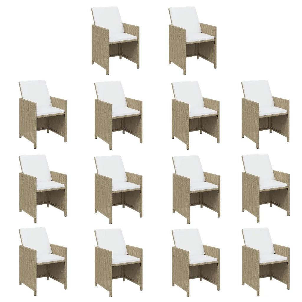 Set da Pranzo da Giardino 15 pz con Cuscini in Polyrattan Beige 3095609