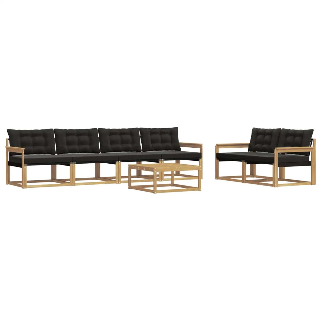 Set di divani da esterno 7 pz Bianco e Nero 3388438