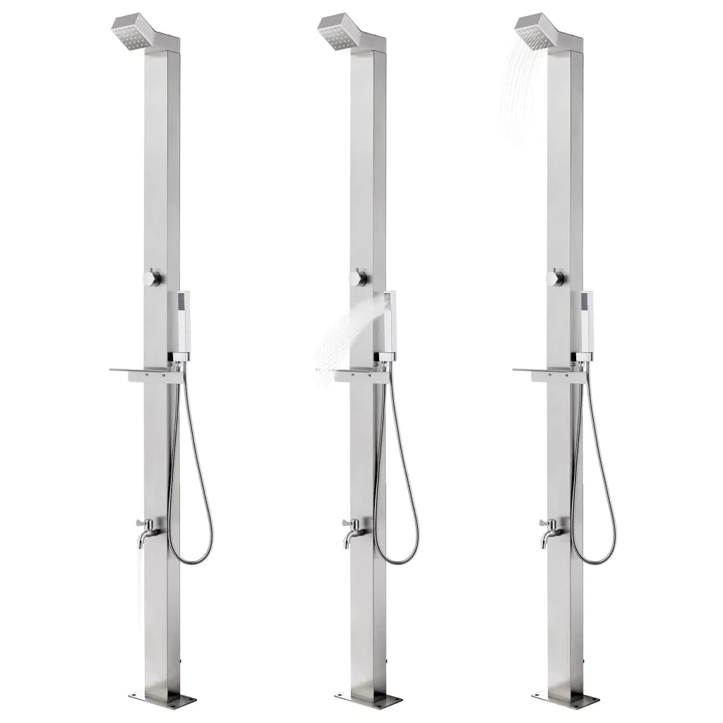 Doccia da giardino con base 225 cm acciaio inox grigio 02_0042047