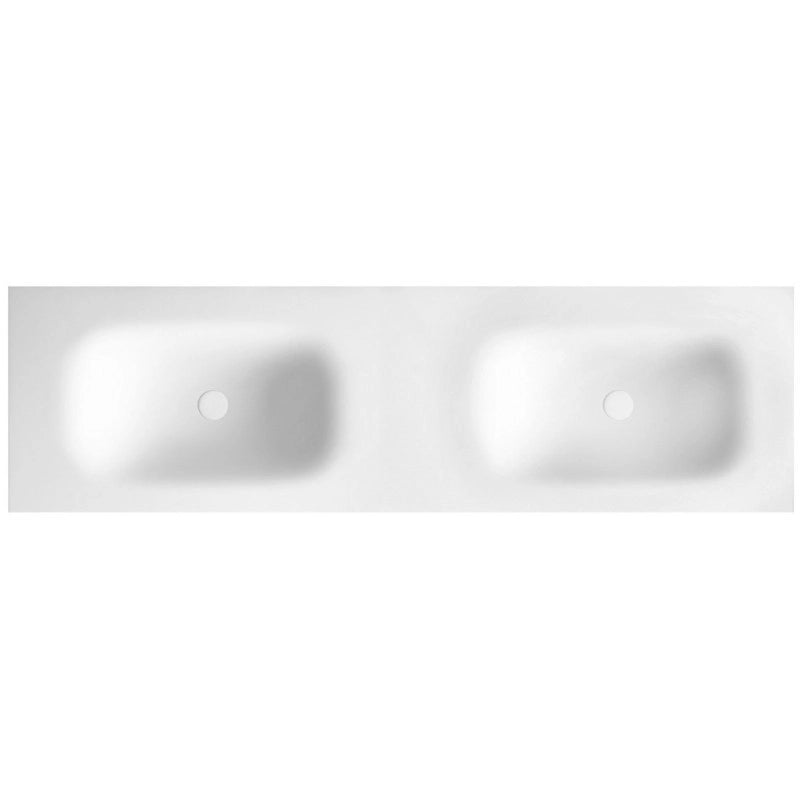 SPACE lavabo doppio grande senza foro in solid surface 175x46x16 cm