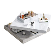 Tavolino da caff猫 70x70x36 cm; girevole 360掳 con vano contenitore; pannello truciolare bianco