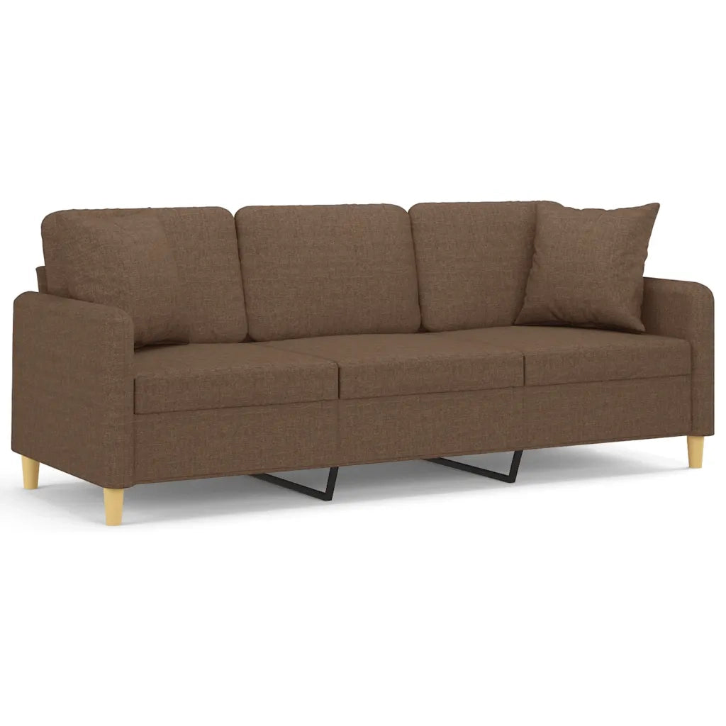 Divano a 3 Posti con Cuscini-Sofa 3 Posti con Cuscini Marrone 180 cm in Tessuto 226440