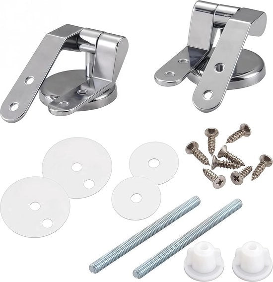Set di materiali di fissaggio non universali per maniglie di toilette in acciaio zincato con viti, chiodi e dadi; maniglie di toilette sovrastanti; pezzi di ricambio per toilette; adatto per maniglie di toilette rotonde.